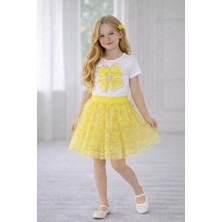 Dıgıl Kids Kız Çocuk Çiçek Desenli T-Shirt Etek Takım