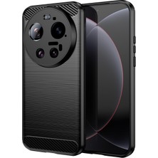 Microcase Xiaomi 17 Ultra ile Uyumlu Brushed Carbon Fiber Silikon Kılıf - Siyah AL3332