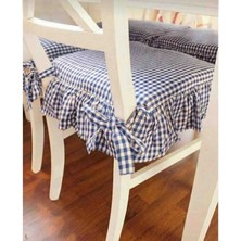 Ayzen Home 4 Adet Fırfırlı Pötikare Sandalye Minderi Bağcıklı 40X40