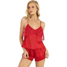 Aria's Closet Arias Closet Kırmızı Saten Şort Takımı 9214