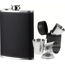 Ergan Outdoor Deri Kaplama Bardak Setli Çelik Matara