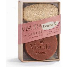 Visuda Sabun Kırmızı Kil Sabunu – Cilt Arındırıcı ve Gözenek Sıkılaştırıcı – %100 Doğal – Kabak Lifi Hediyeli
