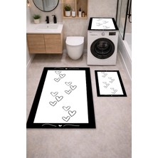 Get Carpet 3’lü Banyo Paspas Takımı – Banyo Paspas Takımı Ve Çamaşır Makine Örtüsü Matı Dijital Baskılı, Yıkanabilir, Klozet ve Makine Önü Set