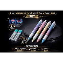 W-Design 4 Adet 0.7 Versatil Kalem + 1 Adet 0,7 Uç + 1 Adet Silgi 6 Lı Set