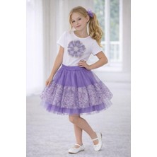 Dıgıl Kids Kız Çocuk Çiçek Desenli T-Shirt Etek Takım