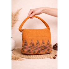 Bohem Desenli Turuncu Omuz Çantası – Astarlı & Fermuarlı