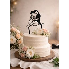 Bi Tutam Mutluluk Düğün,nişan,bekarlığa Veda Pasta Süsü Minimal Gelin Damat