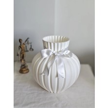 Birlik Vazo Modern Dekoratif  Pliseli  Minimalist  Tasarım  (25-20 Cm)