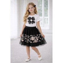 Dıgıl Kids Kız Çocuk Çiçek Desenli T-Shirt Etek Takım