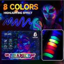 8 Renk Karanlıkta Parlayan Uv Yüz ve Vücut Boyası Glow Parti Vücut Boyası