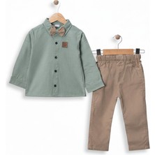 Beboys Erkek Çocuk Bayramlık Takım 4-6 Yaş Papyonlu Uzun Kollu Gömlek ve Pantolon Şık Kombin Dar Kalıp