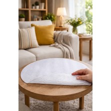 Yuvarlak Orta Sehpa paralel çizgili Çeyizlik Pvc Şeffaf Masa Örtüsü Hasır Lüx Silinebilir Sofra Bezi