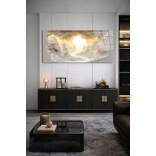 Olinpa Kırılmaz Cam Duvar Saati , Hem Tablo Hem Saat Bulutlar ve Ay Modern Tasarım Saat Ev Salon Saat Ofis  Hediyesi