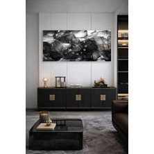 Olinpa Kırılmaz Cam Duvar Saati , Hem Tablo Hem Saat Siyah Beyaz  Gold Tasarım Lüks Ev Ofis Hediyesi