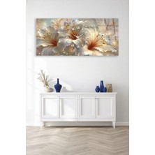 Olinpa Kırılmaz Cam Duvar Saati , Hem Tablo Hem Saat Beyaz Çiçek Sanatsal Zarif Tasarım Ev Ofis Hediyesi