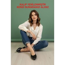 M&B COLLECT Kadın Misty Siyah Krışık Rugan Arkası Acık Sivri Burun Günlük Babet