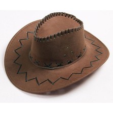 Ayder Timya Bağcıklı Çocuk Boy Nubuk Süet Kovboy Şapkası Koyu Kahve Renk TG/Tmy 209030