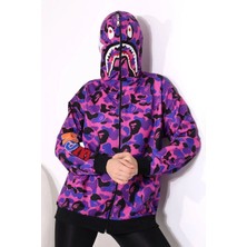 Axxan Bape Hırka Kapuşonlu Boydan Kapanan Fermuarlı Hırka