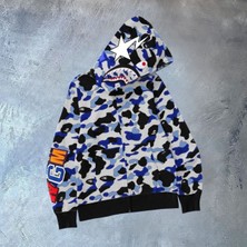 Axxan Bape Hırka Kapuşonlu Boydan Kapanan Fermuarlı Hırka