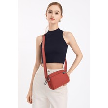 Smart Bags Kiremit Hafif Kumaş Çok Cepli Küçük Boy Günlük Kadın Çapraz Çanta