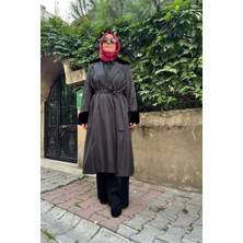 Miss Dalida Kürklü Triko Astarlı Trençkot Siyah T25K-8005