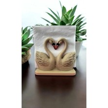 GezegenX Peçetelik, Dekoratif Şık Mutfak Sunum Peçetesi, Kuğu Figürlü Peçete Standı, Masa Üstü Tasarım