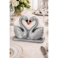 GezegenX Peçetelik, Dekoratif Şık Mutfak Sunum Peçetesi, Kuğu Figürlü Peçete Standı, Masa Üstü Tasarım