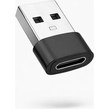Işık Tv USB To Type-C Otg Dönüştürücü 3A Hızlı Şarj Destekli Siyah Dönüştürücü