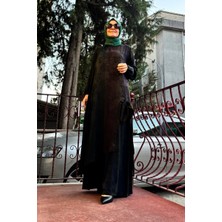 Misswhence Renkli Uzun Ipek Takım Siyah 36019