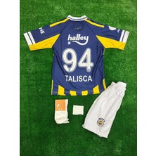 4'lü Set Fene.rbah.çe 2025/2026 Yeni Sezon Talisca 94 Numara Sarı Lacivert Iç Saha Çocuk Forma Şort Çorap Bileklik