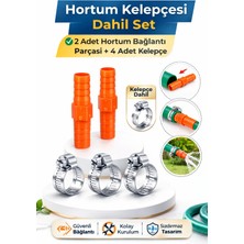 DESIPHON 1/2 Hortum Ekleme Aparatı 2 Adet Bağlantı Aparatı ve 4 Adet Kelepçe Dahil Bahçe Hortum Seti