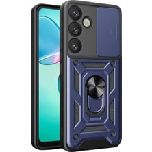 Paladyum Case Samsung Galaxy S26 Uyumlu Kamera Korumalı Ring Standlı Lacivert Pars Tank Kılıf