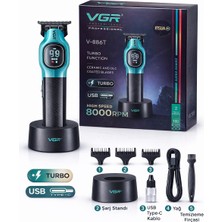 Vgr V-886T Profesyonel Saç Sakal Kesme Makinesi 8000 Rpm Turbo, USB Type-C, 180 Dk Şarjlı Tıraş Makinesi
