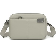Smart Bags Açık Gri Hafif Kumaş Çok Cepli Küçük Boy Günlük Kadın Çapraz Çanta