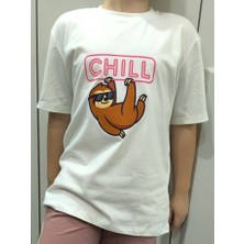 Pidal Giyim Sakinlik Temalı Pamuklu Yumuşak Dokulu Kısa Kollu Unisex Çocuk Tişört