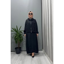 Misswhence Fermuarlı Ipek Keten Takım Siyah 37200