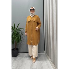 Misswhence Fermuar Detaylı Cupra Kap Hardal 37402