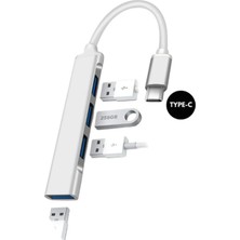 Işık Tv 4 Port Çoklayıcı Type-C To USB Hub Macbook ile Uyumlu Çoğaltıcı Type C To USB Converter Hub