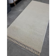 Dinarsu Halı Dinarsu Armoni Halı Lera Krem Kaymaz Taban Yolluk Makinede Yıkanabilir Halı Krem Düğüm Saçaklı