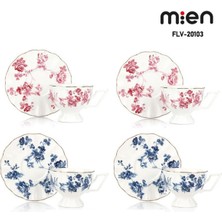 Mien 2 Kişilik Vintage Porselen Fincan Takımı – Şık Çiçek Desenli (FLV-20103)