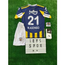 4'lü Set Fene.rbah.çe 2025/2026 Yeni Sezon Asensio 21 Numara Sarı Lacivert Iç Saha Çocuk Forma Şort Çorap Bileklik