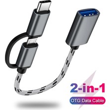 Işık Tv USB To Type C  Micro USB Otg Kablo 2 In 1  Yeni Nesil Bağlantı Tipleri USB Data Şarj Çeviricisi