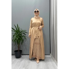 Misswhence Ikili Chanel Keten Elbise Camel 37806