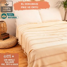 CES STORE Çift Kişilik %100 Pamuk El Dokuması Pike, Doğal Dokulu 4 Mevsim Yatak Örtüsü 240X260CM