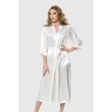 Aria's Closet Arias Closet Ekru Uzun Saten Sabahlık