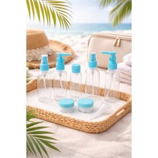 Safestore 10 Parça Özel Çantalı Seyahat Şişe Seti Tatil Seyahat Çantası Krem Şampuan Şişesi