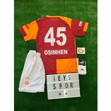 4'lü Set Galatâsarây Iç Saha Yeni Sezon Sarı Kırmızı Parçalı 45 Numara Osimhen Çocuk Forma Şort Bileklik Çorap