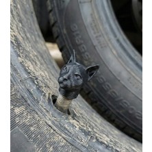 Lubiko Studio Lubıko Studıo 4'lü Kedi Figürlü Sibop Kapağı - Platin Gold Dekoratif Araba Motosiklet Lastik Aksesuarı (4'lü Set)