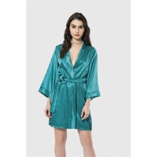 Aria's Closet Arias Closet Zümrüt Kısa Saten Sabahlık