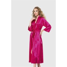 Aesco Arias Closet Vişne Uzun Saten Sabahlık